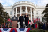 Welcoming Ceremony For Chinese President Hu Jintao On The South Lawn Of The White House. President Obama Salutes During The Us National Anthem. Jan. 19 2011. History - Item # VAREVCHISL026EC212 Welcoming Ceremony For Chinese President Hu Jintao On The South Lawn Of The White House. President Obama Salutes During The Us National Anthem. Jan. 19 2011. History - Item # VAREVCHISL026EC212
