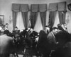 President Eisenhower And Newsmen Before A Radio-Tv Address Discussing His Health After His Sept. 1955 Heart Attack. He Announced He Would Run For A Second Term In The Presidency. Feb. 29 History - Item # VAREVCHISL039EC126