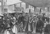 A Crowd Of Immigrants Landing At Castle Garden In 1880 Includes An Eastern European Man With A Fur Hat And Caricatured Facial Features. At Right History - Item # VAREVCHISL016EC241