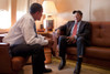President Barack Obama Talks With Baseball Great Willie Mays Aboard Air Force One En Route To The Major League Baseball All-Star Game In St. Louis July 14 2009. History - Item # VAREVCHISL025EC230