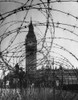 London'S Big Ben With Barbed Wire Entanglement And Soldiers On Guard During World War 2. Ca. 1940-41. History - Item # VAREVCHISL036EC437