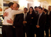 President Obama Hugs Phil Schiliro Assistant To The President For Legislative Affairs After The House Of Representatives Finally Passed Health Care Reform Legislation. March 22 2010. History - Item # VAREVCHISL026EC164