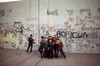 1970S America. Young Boys Pose In Front Of A Graffitied Wall In A Park In The Bronx History - Item # VAREVCHCDARNAEC011