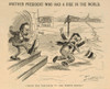 Political Cartoon Showing Chester Arthur Kicked Out Of The New York Custom House By President Hayes. A Sign Points To Washington History - Item # VAREVCHISL045EC934