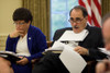 Senior Advisors Valerie Jarrett And David Axelrod Listen During A Meeting With President Obama And The Economic Team Nov. 5 2009. History - Item # VAREVCHISL027EC133