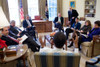 President Obama Meets With Senior Advisors In The Oval Office Feb. 2 2009. Attendees Include David Alexrod Raum Emanuel Robert Gibbs Mona Sutphen And Valerie Jarrett. History - Item # VAREVCHISL027EC101