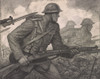 American Soldiers Ww1 Soldiers Advancing Through Barbed Wire With Rifles And Fixed Bayonets. 1918 Charcoal Drawing By American Artist History - Item # VAREVCHISL044EC260