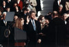 President Bill Clinton Takes The Oath Of Office Administered By Chief Justice William Rehnquist. Wife Hillary Rodham Clinton And Daughter Chelsea Clinton Look On. Jan. 20 History - Item # VAREVCHISL010EC191