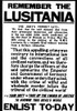 British World War I Enlistment Poster. The Text Reads In Part 'Remember The Lusitania. It Is Your Duty To Take Up The Sword Of Justice To Avenge This Devil'S Work. Enlist Today.' History - Item # VAREVCHBDLUSICS001