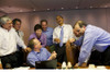 President Obama And His White House Staff Enjoying Jokes As They Fly To The Asia-Pacific Economic Summit In Singapore. Nov. 14 2009. History - Item # VAREVCHISL027EC135