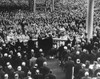 President Eisenhower Sworn In By Chief Justice Earl Warren At The Public Inauguration. Photo Is Taken From The Back Of The Inaugural Stage Showing The Crowd Below. Jan. 21 History - Item # VAREVCHISL039EC082