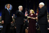 Robert Gates Is Sworn In As The 22Nd Secretary Of Defense By Vp Cheney As President Bush And Gates' Wife Becky Look On During A Dec. 18 2006 Pentagon Ceremony. Gates Would Serve Until Mid-2011. History - Item # VAREVCHISL028EC296