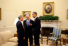 President Obama Talks With Israeli Prime Minister Benjamin Netanyahu And Chief Of Staff Rahm Emanuel In The Oval Office. May 18 2009. History - Item # VAREVCHISL026EC247