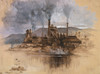 Bethlehem Steel Works In May 1881. Watercolor Painting By Joseph Pennell. History - Item # VAREVCHISL021EC058