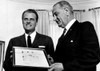 President Lyndon Johnson Presents The Annual 'Big Brother Of The Year' Award To Evangelist Billy Graham. May 10 History - Item # VAREVCPBDLYJOCS007