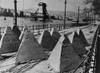 World War 2 Anti-Tank Barriers Along The River In Budapest. Retreating Germans And Hungarian Forces Destroyed The Chain Bridge As Soviet Forces Took The City. Feb. 1944 Photo By Yevgeny Khaldei. History - Item # VAREVCHISL036EC591