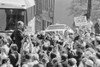 Presidential Candidate Jimmy Carter Speaking To A Crowd At A Campaign Stop In Pittsburgh Pennsylvania. A Demonstrator Holds Up A Sign Reading 'Carter Supports Abortion.' Sept 8 1976. History - Item # VAREVCHISL029EC161