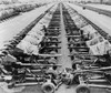 Rows Of 40Mm Bofors Light Anti-Aircraft Guns Beside Railroad Tracks In England. There Was A Massive Build Up Of Soldiers And Weapons In Britain Before The Allied Invasion At Normandy History - Item # VAREVCHISL037EC207