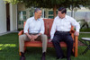 President Barack Obama Presents President Xi Jinping Sit On An Inscribed Redwood Park Bench. The Bench Was A Present For Xi From Obama. Annenberg Retreat In Sunnylands History - Item # VAREVCHISL039EC682