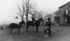 Franklin Roosevelt And His Father James On Horseback At Hyde Park. 1891. Sara Delano Roosevelt Stands At Right With A Dog. History - Item # VAREVCHISL035EC522