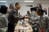 President Obama Greets A Female Soldier With A Fist Bump At Bagram Airfield In Afghanistan. March 28 2010 History - Item # VAREVCHISL027EC006