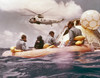 Apollo 12 Pacific Recovery. Astronauts Are In A Life Raft Near The Command Module With A Helicopter Hovering Above. Nov. 24 History - Item # VAREVCHISL034EC072