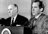 Attorney General John Mitchell And President Richard Nixon At A Press Conference During Which Nixon Declared Charles Manson Guilty While Manson Was Still On Trial. June 3 History - Item # VAREVCPBDRINICS001