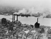 Smoke Issues From Stacks Of Con Edison'S Coal Powered Electricity Generating Plant On The East River. New York City History - Item # VAREVCHISL021EC016