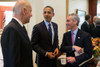 President Barack Obama And Vp Joe Biden With Newly Elected Chicago Mayor Rahm Emanuel. Outer Oval Office History - Item # VAREVCHISL040EC280