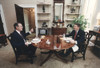 President Reagan And Vice-President Bush Eating Lunch In The Oval Office Study. Bush Had Established Himself As The 1988 Republican Nominees In The Super Tuesday Primaries. Mar. 31 1988. History - Item # VAREVCHISL023EC113