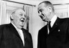 President Lyndon Johnson Meeting With West German Chancellor Ludvig Erhard. With Reduced Tensions In Germany And The Demand For Troops In Vietnam History - Item # VAREVCCSUA000CS711