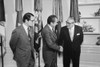 President Nixon With Attorney-General Eliott Richardson And Fbi Director-Designate Clarence Kelly. Kelley Replaced L. Patrick Gray Who Aided The Cover-Up Of The Watergate Investigations. June 7 1973. History - Item # VAREVCHISL032EC248