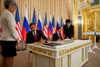 President Obama And Russian President Dmitry Medvedev Sign A Preliminary Agreement To Reduce American And Russian Nuclear Arsenals At The Kremlin. July 6 2009. History - Item # VAREVCHISL026EC267