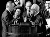 President Lyndon Johnson Takes The Oath Of Office At His 1964 Inauguration. L-R President And Lady Bird Johnson Vice President Hubert Humphrey And Chief Justice Earl Warren. Jan. 20 History - Item # VAREVCCSUA000CS745