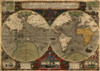 1595 World Map Shows Routes Around The World Of Sir Francis Drake Between And Thomas Cavendish Between. Antarctica And Australia Are Depicted As One Very Large Polar Continent. History - Item # VAREVCHISL001EC091