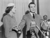 Richard Nixon Standing Behind Microphones With Wife Pat Shortly After The 1952 Election. He Was Elected Eisenhower'S Vice President. History - Item # VAREVCHISL038EC571