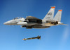 F-15 Strike Eagle Fighter Drops A Guided Bomb During A Combat Exercises At Hill Air Force Base Utah. Ca. 1980S. History - Item # VAREVCHISL027EC190