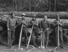 Members Of Ola Self-Help Sawmill Co-Op. Oct. 1939. Five Idaho Farmers Standing Against A Load Of Logs Ready To Go Down To Their Jointly Owned Cooperative Mill About Three Miles Away. History - Item # VAREVCHISL035EC720