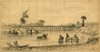 The Civil War. Soldiers On Horseback Crossing A River Near The Orange And Alexandria Railroad Bridge. Drawing By Edwin Forbes. August 1863. History - Item # VAREVCHCDLCGCEC934