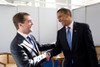 President Barack Obama Bids Farewell To Russian President Dmitry Medvedev. They Were Attending The Parallel Business Summit At The Manezh Exhibition Hall In Moscow History - Item # VAREVCHISL039EC724