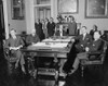 Meeting Between U.S. And Japanese Diplomats After The Signing Of The Five-Power Naval Limitation Treaty Of 1922. Secretary Of State Charles Evans Hughes Sits At The Was Head Of The Table. Aug. 17 History - Item # VAREVCHISL007EC756