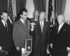 President Eisenhower Holding A Gift From Soviet Premier Nikita Khrushchev. It Was A Replica Of Metal Ball History - Item # VAREVCHISL038EC956