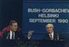 Presidents George Bush And Mikhail Gorbachev Hold A Press Conference At The Helsinki Summit Finland. Sept. 9 1990. History - Item # VAREVCHISL023EC234