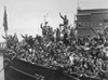 U.S. Soldiers Wave From A Troop Ship Embarked For France. World War I. 1917. History - Item # VAREVCHISL034EC614