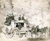The Deadwood Coach. Side View Of A Stagecoach Formally Dressed Men Sitting In And On Top Of Coach. Deadwood History - Item # VAREVCHCDLCGCEC325