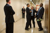 As Serious Secret Service Agents Main Vigilant Press Secretary Robert Gibbs And 'Body Man' Reggie Love Laugh At Obama'S Joke Prior To A Democratic Campaign Committee Reception In Miami. Oct. 26 2009. History - Item # VAREVCHISL027EC130