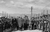 U.S. Gen. James Van Fleet And War Minister Kanellopoulos Walk Between Lines Of Soldiers. They Were Visiting The Notorious Military Prison At Makronisos Island During The Greek Civil War. Ca. 1948-49. - History - Item # VAREVCHISL038EC787
