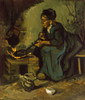 Peasant Woman Cooking By A Fireplace Fine Art - Item # VAREVCHISL044EC874
