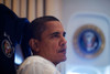 President Barack Obama Listens During A Meeting Aboard Air Force One As He Flew To Beijing China. Nov. 16 2009 History - Item # VAREVCHISL025EC134