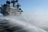 Sprinklers Spray The Flight Deck Of The Uss Ronald Reagan After Radioactive Fallout From Tsunami Damaged Nuclear Power Plants. March 23 2011. History - Item # VAREVCHISL025EC216